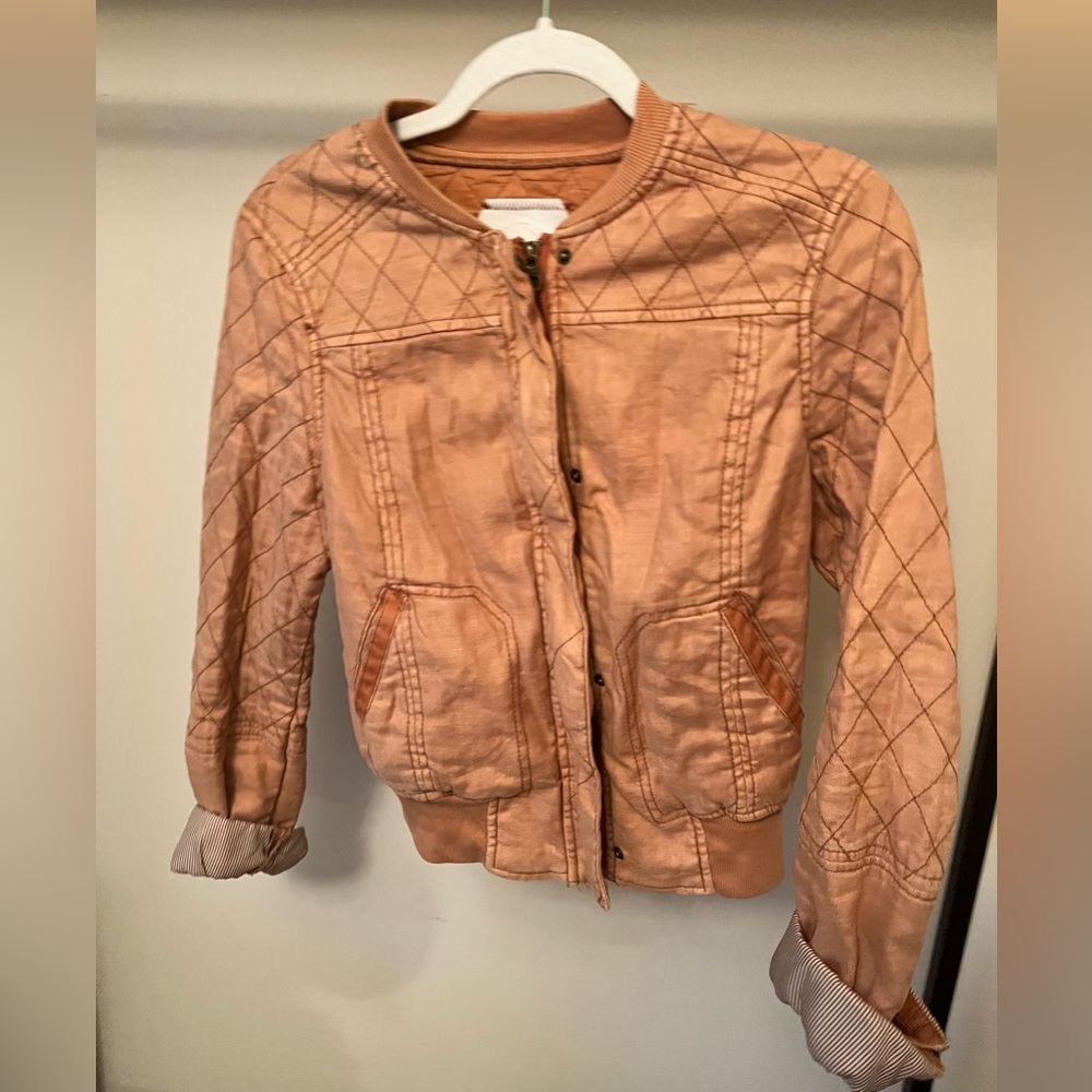 Anthropolgie HEI Bomber linen quilted jacket